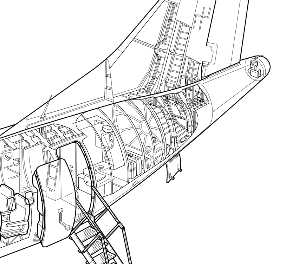 Ilustración estructura de la cola de un avión